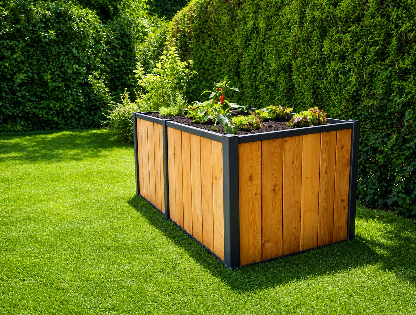 hochbeetkonzept – Hochbeet 2x1 Meter im Garten